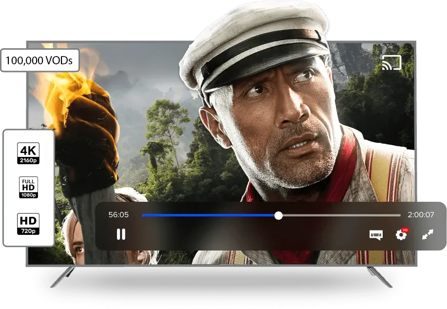 Fire Stick streaming a movie on TV using IPTV service