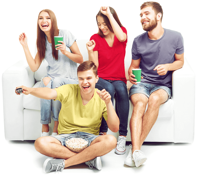 People watching TV using a Fire Stick in a cozy living room